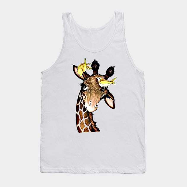 Adorable Giraffe with Birds Gift for Giraffe Lovers Tank Top by xena